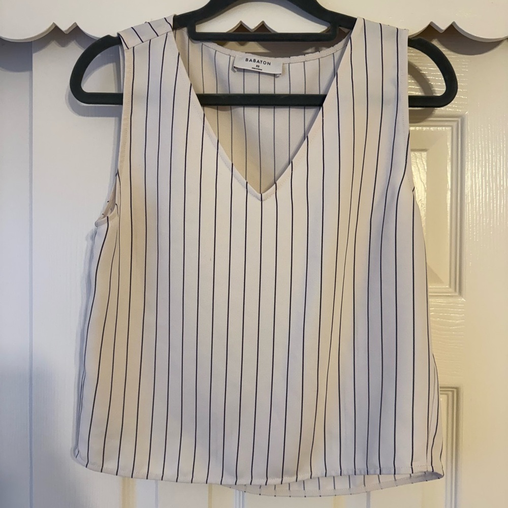Babaton Cream and Black Striped Blouse